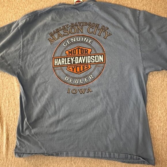 Hanes Harley Davidson T Shirt Mens Size XL Blue Graphic Print Short Sleeve - Picture 3 of 4
